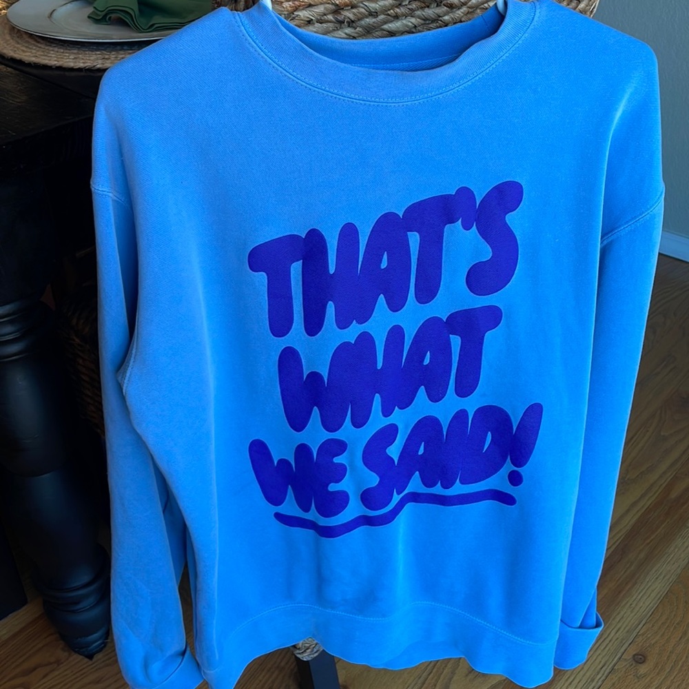 Blue crew neck sweatshirt